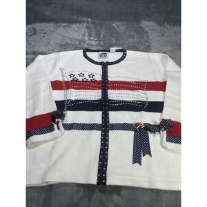 Vintage Storybook Womens Sweater Knit Cardigan Long Sleeve USA Pin Grandmacore